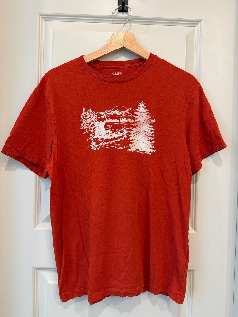 Orange Red Graphic Bear Outdoor Crewneck T-Shirt